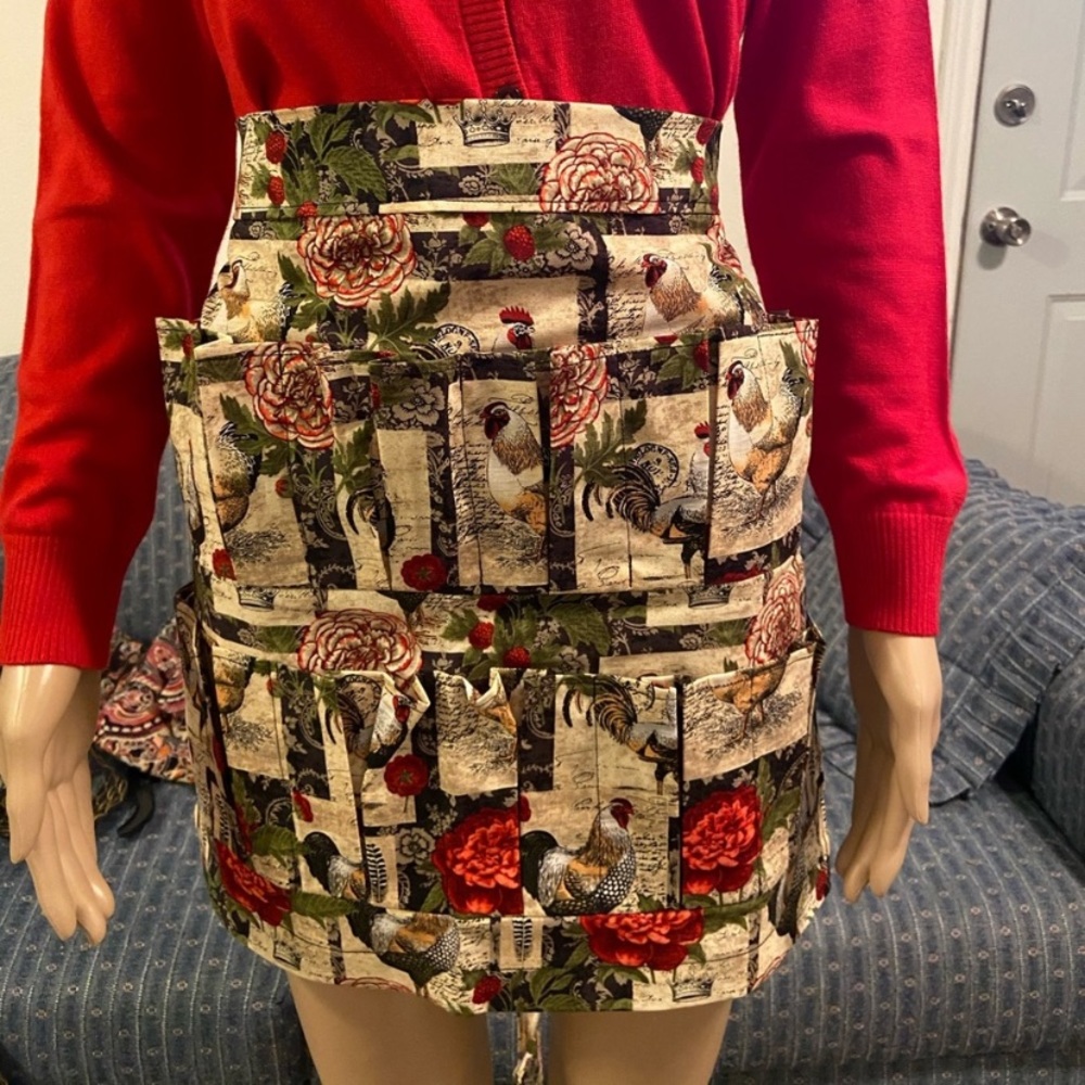 Hand Crafted Floral and Rooster Apron
